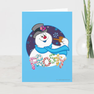 Frosty the Snowman™   Colorful Candy Cane Name Holiday Card