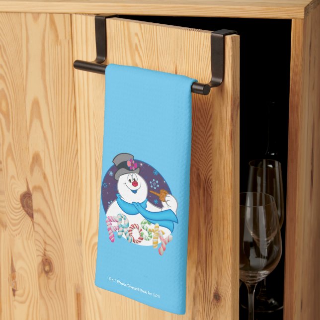 Frosty the Snowman™ | Colorful Candy Cane Name Kitchen Towel (Thirds Fold)