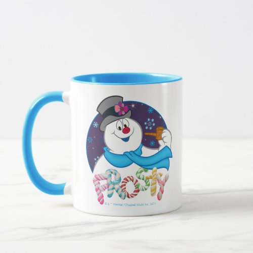 Frosty the Snowman  Colorful Candy Cane Name Mug