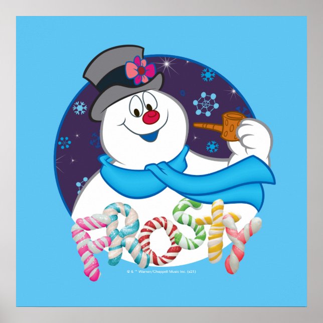Frosty the Snowman™ | Colorful Candy Cane Name Poster (Front)