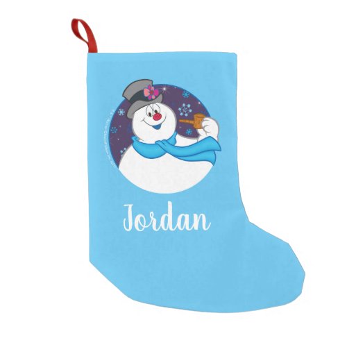 Frosty the Snowman  Colorful Candy Cane Name Small Christmas Stocking