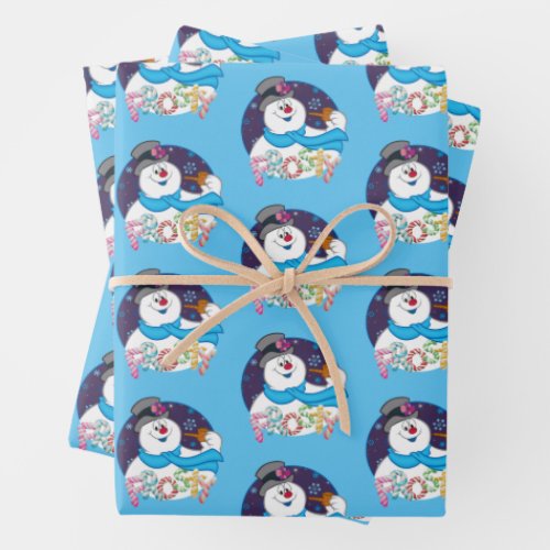 Frosty the Snowman  Colorful Candy Cane Name Wrapping Paper Sheets
