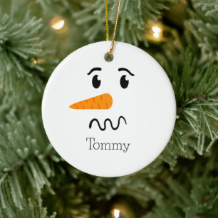 Frosty the Snowman Confuse Face Ceramic Ornament
