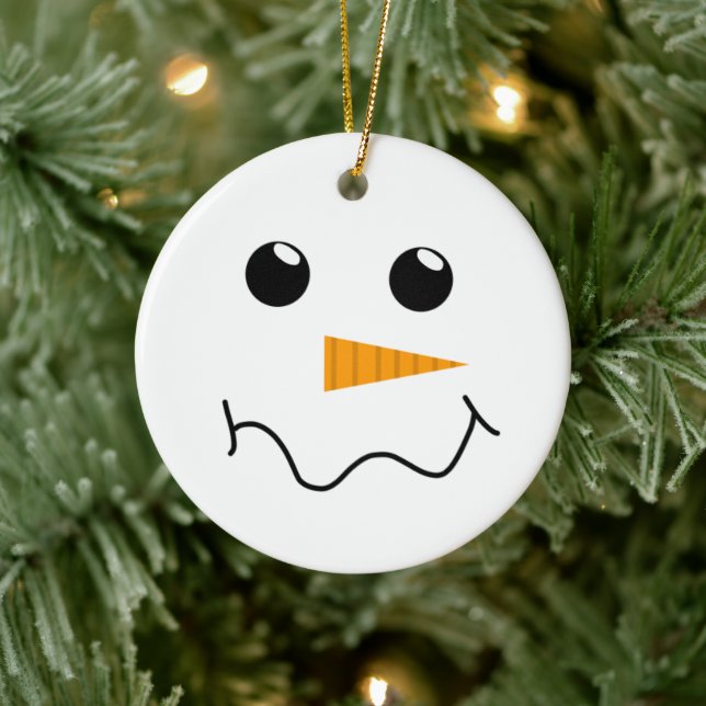 Frosty the Snowman Face Ceramic Ornament (Tree)