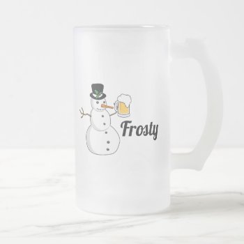 Frosty The Snowman Frosted Glass Beer Mug by WRAPPED_TOO_TIGHT at Zazzle