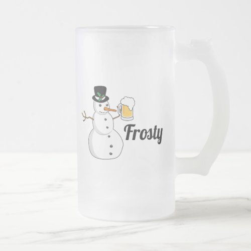 Frosty The Snowman Frosted Glass Beer Mug