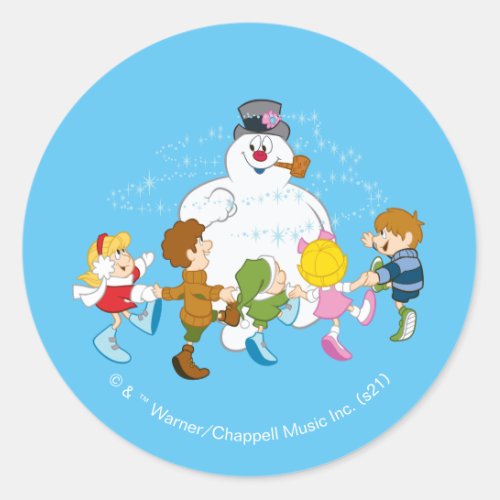 Frosty the Snowmanâ  Frosty  Children Playing Classic Round Sticker