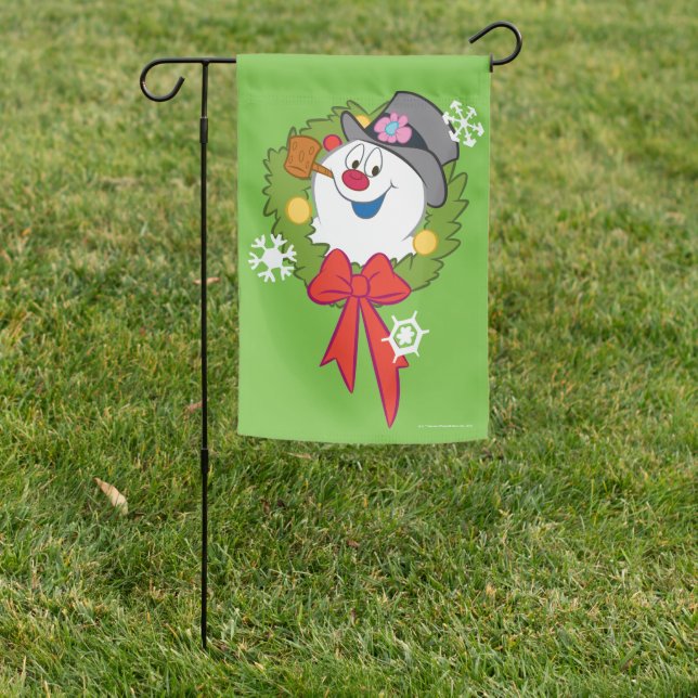 Frosty the Snowman™ | Frosty Holiday Wreath Garden Flag (In SItu)
