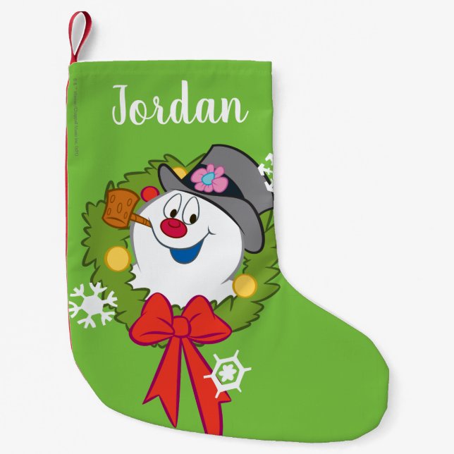 Frosty the Snowman™ | Frosty Holiday Wreath Small Christmas Stocking (Front)