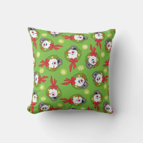 Frosty the Snowman  Frosty Holiday Wreath Throw Pillow