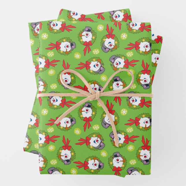 Frosty the Snowman™ | Frosty Holiday Wreath Wrapping Paper Sheets (In situ)