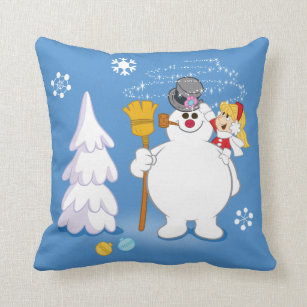 Multicolor 16x16 Funny Cute Winter Festive Snowman Cartoon Have Yourself A Frosty Little Christmas Funny Snowman Throw Pillow 