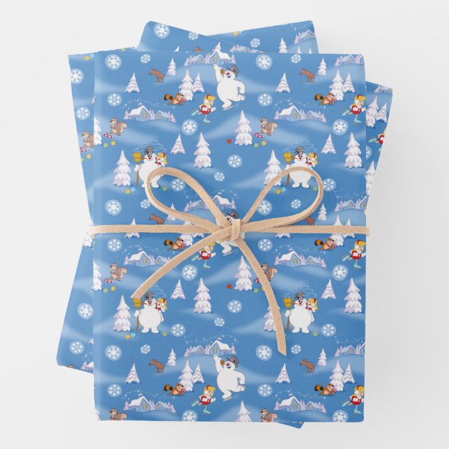 Frosty the Snowman™ | Frosty & Karen Winter Fun Wrapping Paper Sheets (In situ)