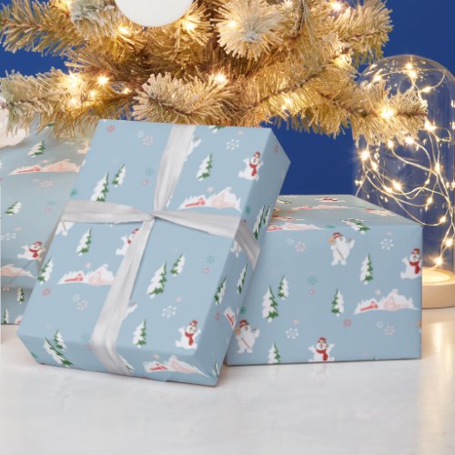 Frosty the Snowman  Frosty Winter Pattern Wrapping Paper