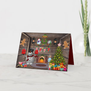 Frosty The Snowman Gingerbread Man Christmas Tree Card