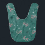 Frosty the Snowman Green Snowflake Pattern Baby Bib<br><div class="desc">Cozy up this holiday with Frosty the Snowman in this festive green snowflake pattern,  featuring Frosty waving amongst falling snow and his candy cane logo! Get this design on custom wrapping paper,  a cozy fleece blanket,  or party supplies! Shop this design on many more custom Zazzle products!</div>
