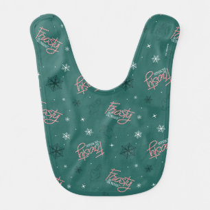 Frosty the Snowman Green Snowflake Pattern Baby Bib