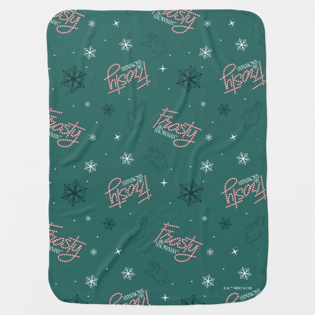 Frosty the Snowman Green Snowflake Pattern Baby Blanket (Front)