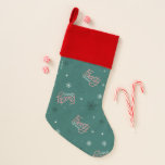 Frosty the Snowman Green Snowflake Pattern Christmas Stocking<br><div class="desc">Cozy up this holiday with Frosty the Snowman in this festive green snowflake pattern,  featuring Frosty waving amongst falling snow and his candy cane logo! Get this design on custom wrapping paper,  a cozy fleece blanket,  or party supplies! Shop this design on many more custom Zazzle products!</div>