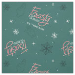 Frosty the Snowman Green Snowflake Pattern Fabric