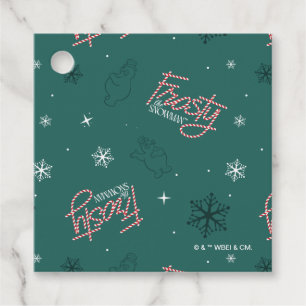 Frosty the Snowman Green Snowflake Pattern Favor Tags