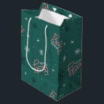 Frosty the Snowman Green Snowflake Pattern Medium Gift Bag<br><div class="desc">Cozy up this holiday with Frosty the Snowman in this festive green snowflake pattern,  featuring Frosty waving amongst falling snow and his candy cane logo! Get this design on custom wrapping paper,  a cozy fleece blanket,  or party supplies! Shop this design on many more custom Zazzle products!</div>
