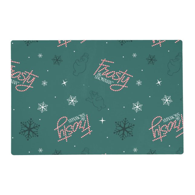 Frosty the Snowman Green Snowflake Pattern Placemat (Front)
