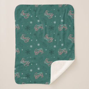 Frosty the Snowman Green Snowflake Pattern Sherpa Blanket