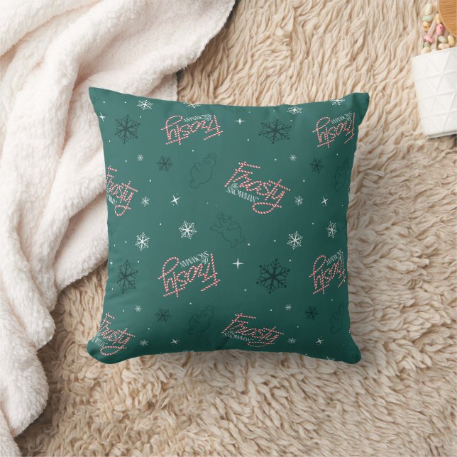 Frosty the Snowman Green Snowflake Pattern Throw Pillow (Blanket)
