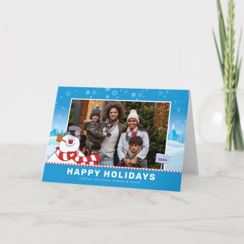 Frosty The Snowman  Happy Holidays Family Photo  Holiday Card