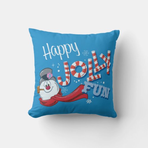 Frosty the Snowman  Happy Jolly Fun Throw Pillow
