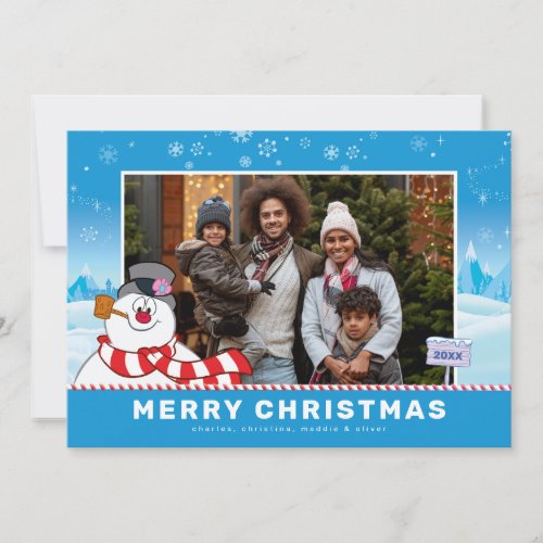 Frosty The Snowman  Merry Christmas Family Photo  Holiday Card