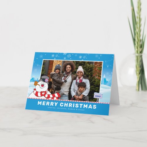 Frosty The Snowman  Merry Christmas Family Photo  Holiday Card