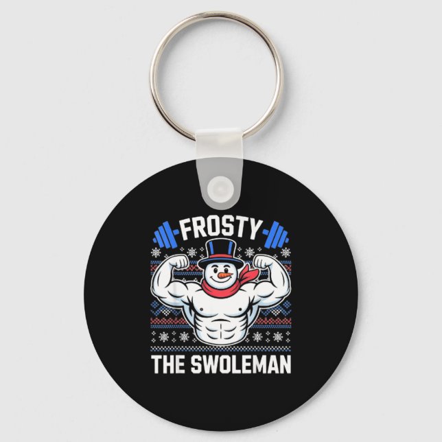 Frosty The Swoleman Funny Ugly Christmas Sweater G Keychain (Front)
