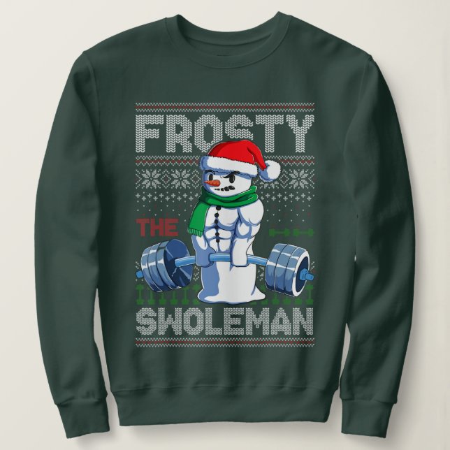 Frosty the Swoleman Ugly Christmas Sweater Funny  (Design Front)
