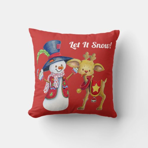 Frosty The Winter Snowman Throw Pillow