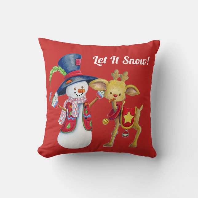 Frosty The Winter Snowman Throw Pillow (Front)