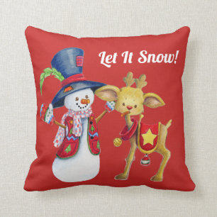 Frosty The Winter Snowman Throw Pillow