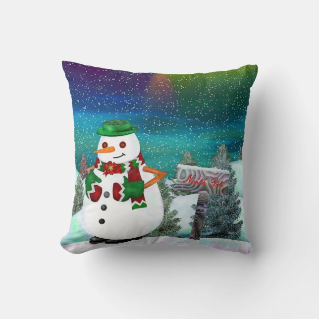 Frosty Town Christmas LIVING DECOR Throw Pillow (Front)
