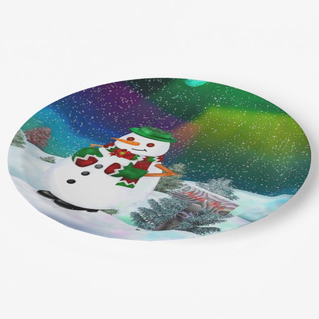 Frosty Town Christmas PARTY EVENTS DESSERT Paper Plates (Angled)