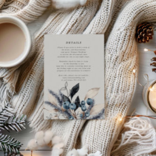 Frosty Winter Floral Wedding Info Card