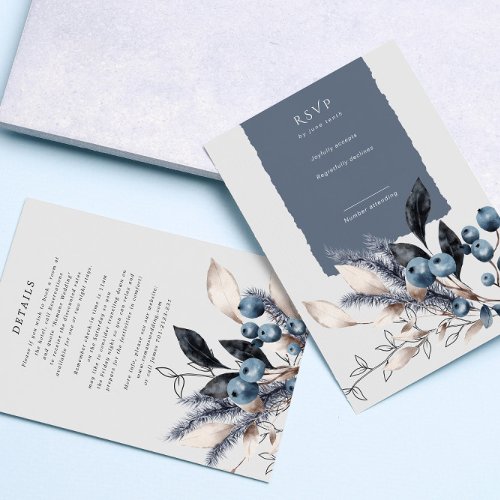 Frosty Winter Floral Wedding Info Card