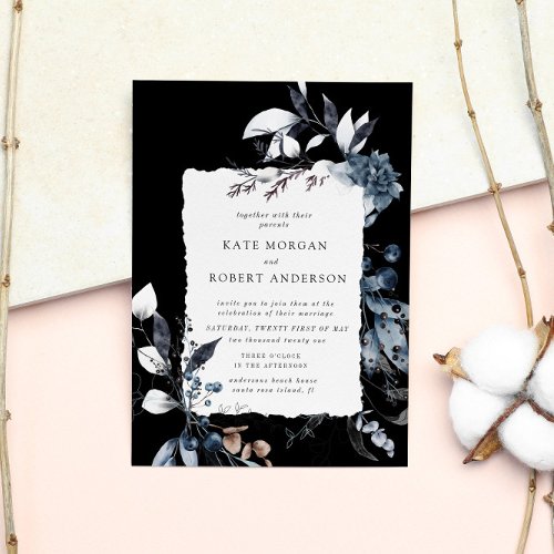 Frosty Winter Floral Wedding Invitation