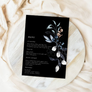 Frosty Winter Floral Wedding Menu Card