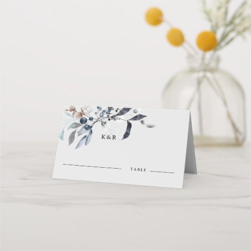 Frosty Winter Floral Wedding Place Card