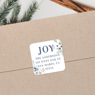 Frosty Winter Foliage Christmas Return Address  Square Sticker