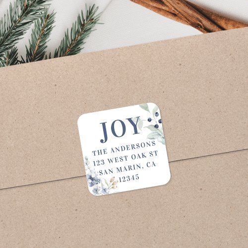 Frosty Winter Foliage Christmas Return Address  Square Sticker