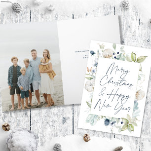 Frosty Winter Foliage Folded Photo Christmas Holiday Card