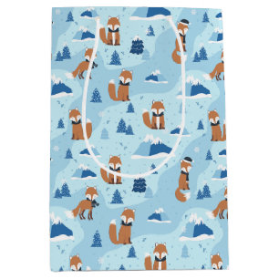 Frosty Winter Foxes Medium Gift Bag