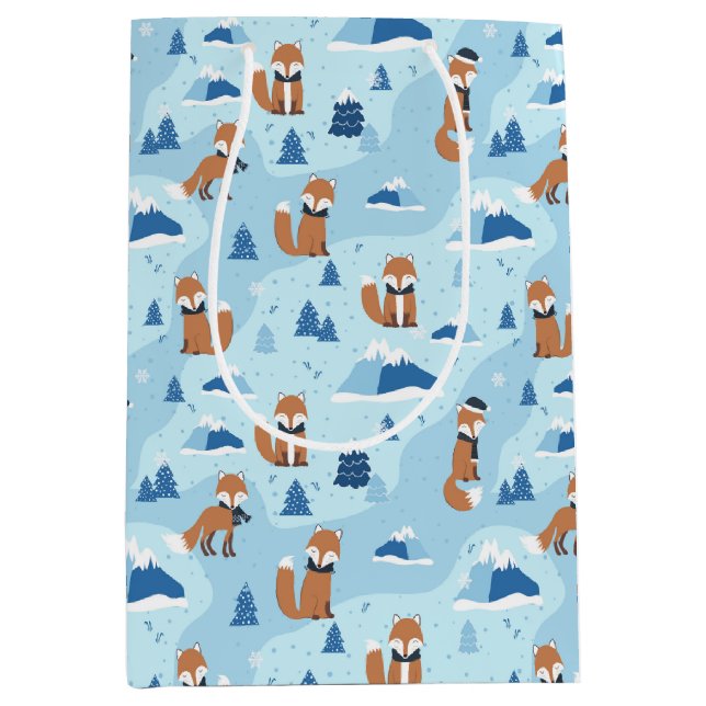 Frosty Winter Foxes Medium Gift Bag (Front)